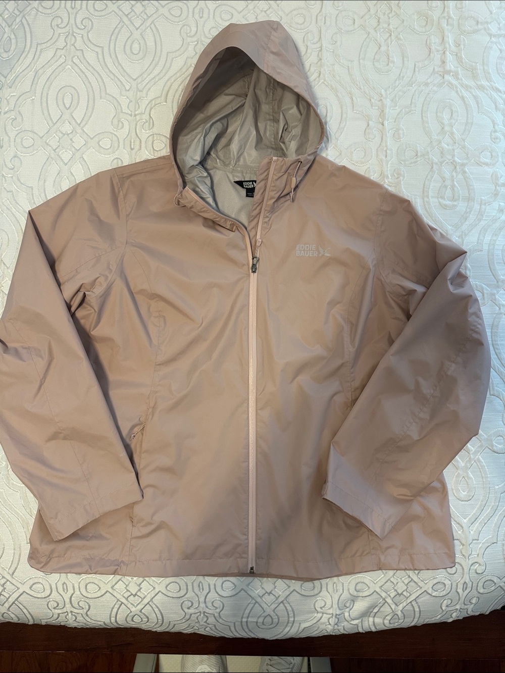 Eddie Bauer Blush Pink Hooded Rain Jacket